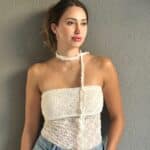 Boyundan Bağlamalı Straplez Dantel Detaylı Bluz