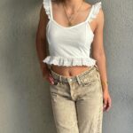 Dantel Deyatlı Crop Bluz