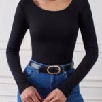 Uzun Kol Kaşkorse Siyah Bluz